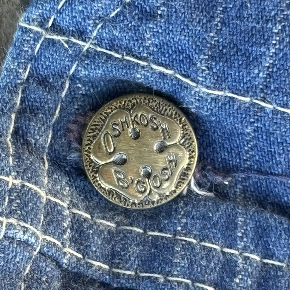 Vintage OshKosh B’gosh Baby Overalls 12 Mo Made in USA Blue Denim Pinstripe - Picture 6 of 10